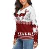 Women's Christmas V-neck sweater with reindeer pattern, warm and comfortable, perfect for holiday parties.