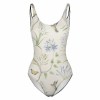 Chic floral print one-piece swimsuit with U-back design, made of comfortable polyester for beach and pool.