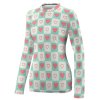 Women's long sleeve t-shirt with checkered heart pattern, lightweight sun protection.