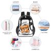 Transparent 17-inch PVC backpack with bear design, suitable for work or travel, featuring the words 'LET'S GO'.