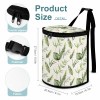 Car garbage storage bag with leaf pattern, size detail, polyester material, black handle, zipper closure.