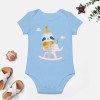 Light blue cotton baby bodysuit with unicorn design, soft for babies 3-24 months