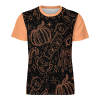 Ice Silk All Print T-shirt with Halloween pumpkin pattern, orange sleeves, summer wear.