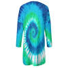 Back view of a blue and green tie-dye long sleeve T-shirt, a fashionable spring and autumn essential.