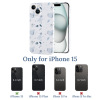 iPhone 15 case, white PC plastic, celestial pattern design, scratch-resistant, perfect fit