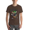Brown men's cotton T-shirt with cartoon baseball player graphic, 100% cotton, breathable fabric