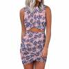 Pink navel-baring cross-fit hip skirt, polyester blend, summer fashion.