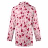 Women's pink casual suit jacket with heart pattern, polyester, office or travel wear.
