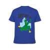 Blue men's cotton T-shirt with cartoon baseball player and 'Just Do It' print, 100% cotton