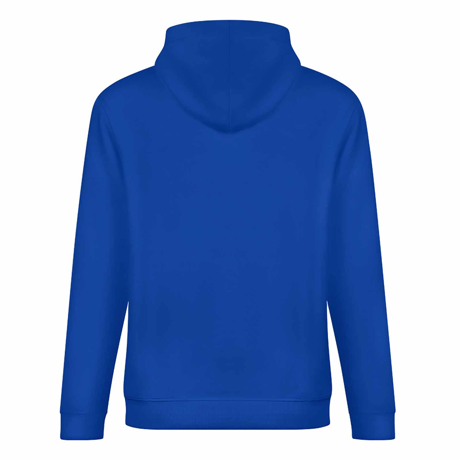 Royal blue 100% cotton hooded sweater, loose fit, for daily wear.