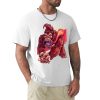 Men's white cotton t-shirt with a red monster graphic print, 100% cotton, Inkedjoy product.