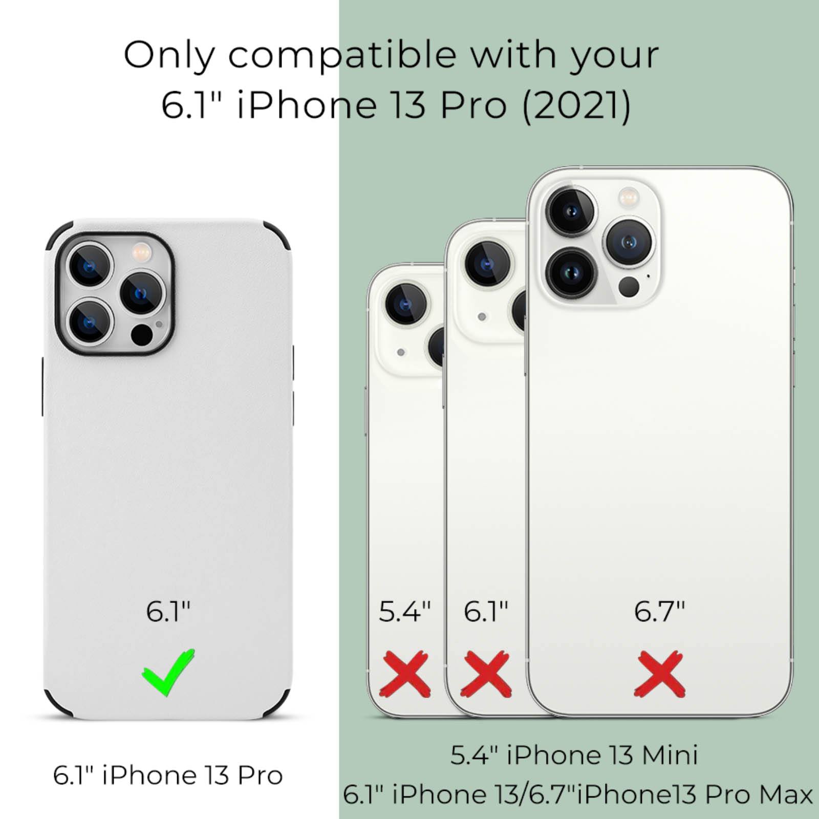 White iPhone 13 Pro case, compatible with 6.1 inch model, scratch-resistant, Inkedjoy