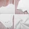 White cotton baby bodysuit detail, featuring soft fabric and button design, perfect for babies 3-24 months.