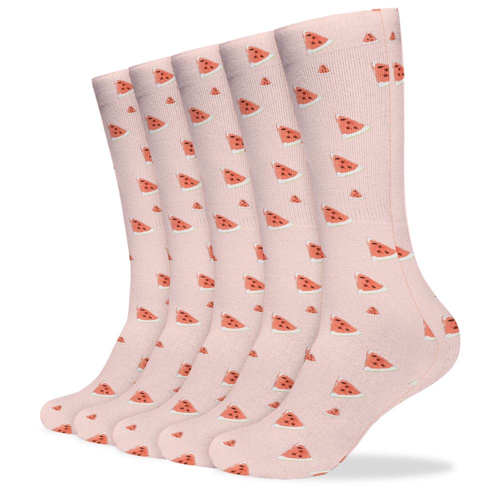 Pack of 5 Breathable Stockings featuring a red heart pattern, ideal for everyday wear and comfortable fit.