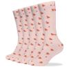 Pack of 5 Breathable Stockings featuring a red heart pattern, ideal for everyday wear and comfortable fit.