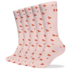 Pack of 5 Breathable Stockings featuring a red heart pattern, ideal for everyday wear and comfortable fit.