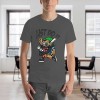 Gray men's cotton T-shirt featuring a baseball cartoon and 'Just Do It' print.