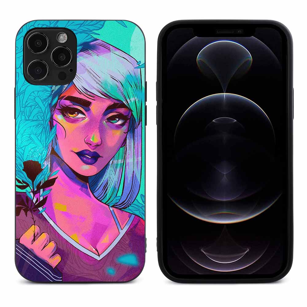 iPhone 12 Pro case, TPU, artistic design, colorful portrait, protective & stylish