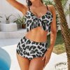 Leopard print ruffle bikini, high-waisted bottom, perfect for beach or pool