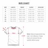 Men's cotton T-shirt size chart with measurements and dimensions, pure cotton