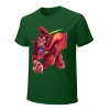 Green cotton Inkedjoy t-shirt with red monster graphic print