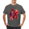 Men's dark gray cotton t-shirt with red monster graphic print | Inkedjoy