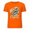 Orange cotton surfing T-shirt with Wild Wave California design, summer fashion