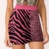 Pink zebra and leopard print light proof trouser skirt with pockets, suitable for spring and autumn