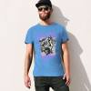 Blue cotton men's Fearless Tiger graphic T-shirt, collection