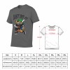Gray men's T-shirt with cartoon baseball player and 'Just Do It' print, size chart