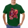 Men's green cotton t-shirt with red monster graphic print