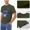 Dark green cotton men's samurai skull T-shirt, soft fabric, ideal for leisure. Pure cotton.