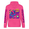 Pink cotton hoodie with FOREVER graphic, DAKUM and sleeve prints, youth fashion style