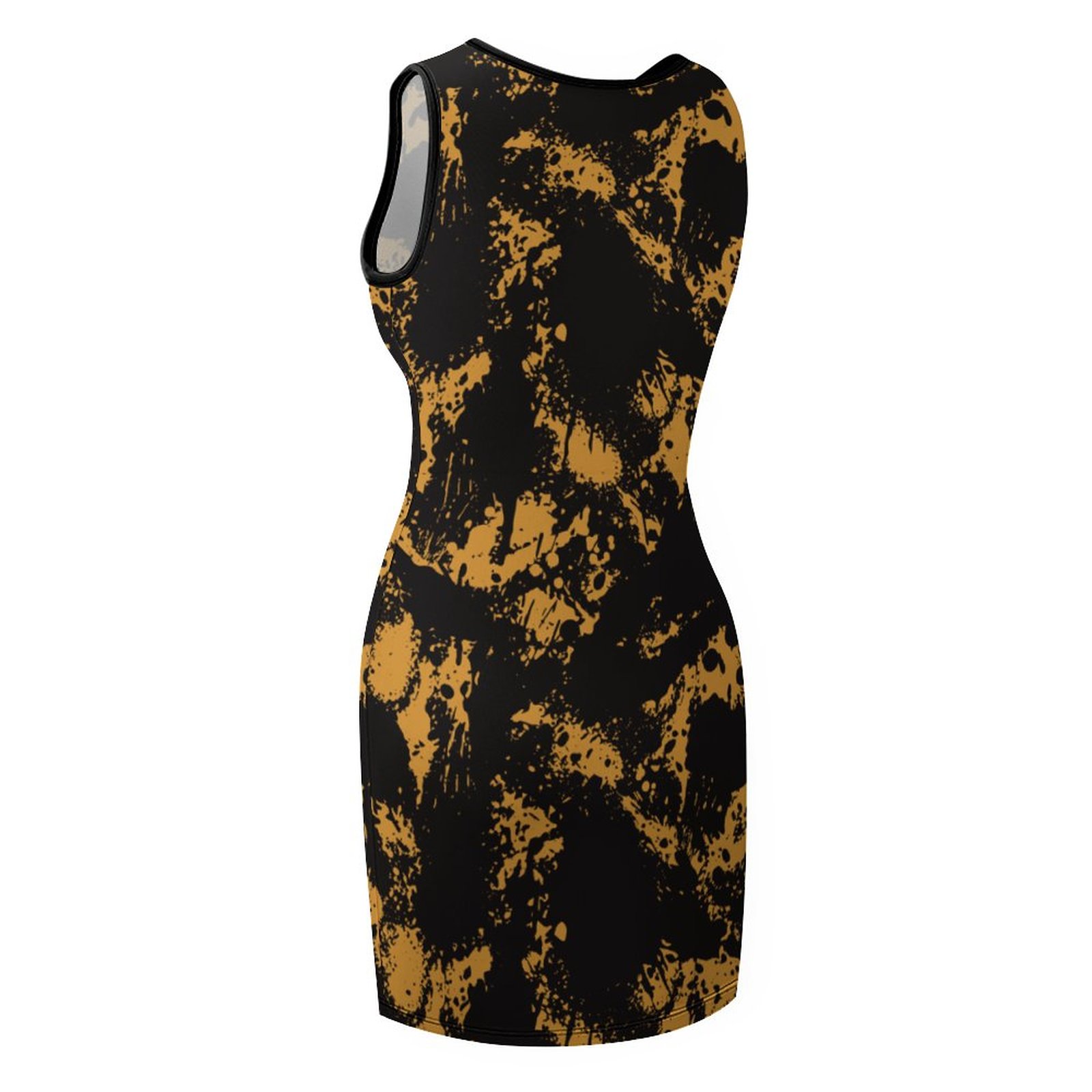 Black and Yellow Floral Temperament Slim Fit Sleeveless Tank Dress