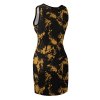 Black and Yellow Floral Temperament Slim Fit Sleeveless Tank Dress
