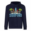 Navy blue cotton California Surfing hoodie for men, loose fit design, suitable for daily wear.