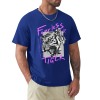 Blue cotton men's Fearless Tiger graphic T-shirt, front and back view