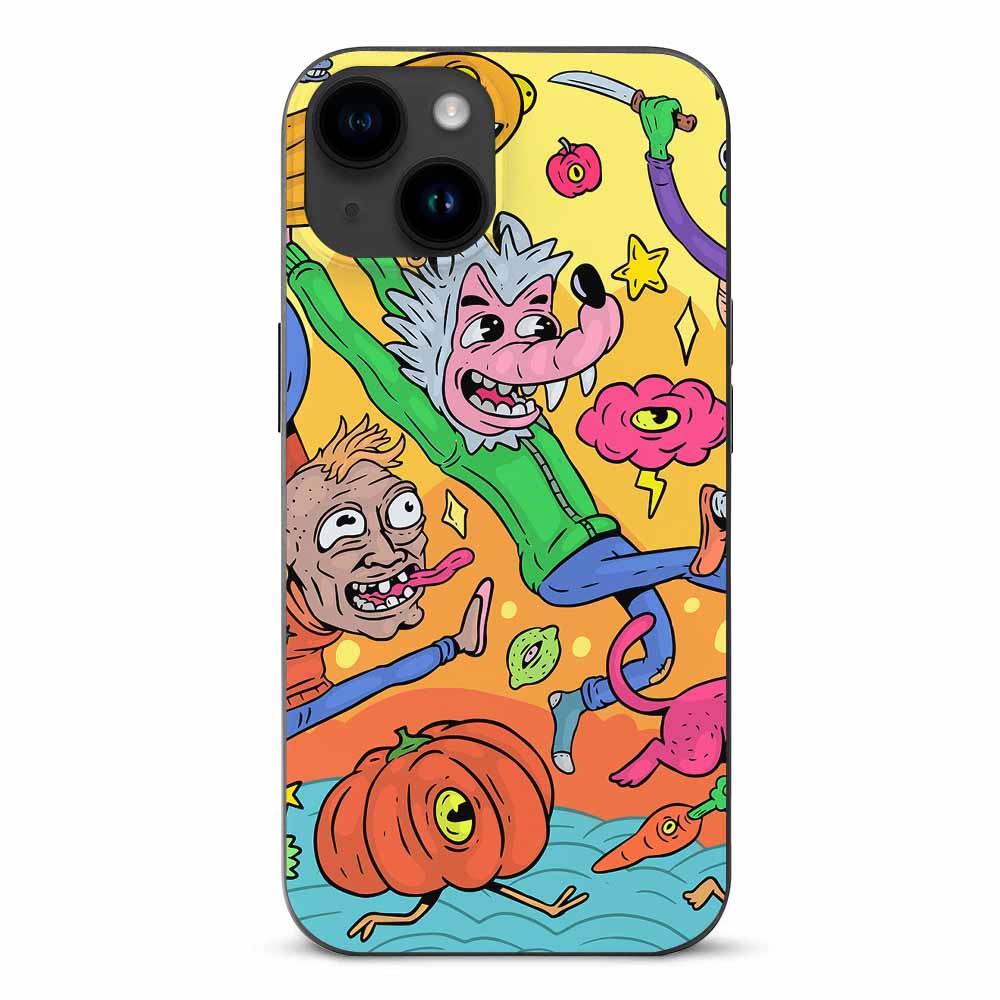 iPhone 15 series case with cartoon design, TPU material, shockproof protection