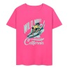 Pink pure cotton short-sleeved T-shirt featuring Wild Wave California surfing design