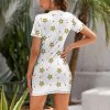 White crew neck short sleeve dress with star print, perfect for casual wear.