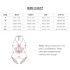 Soft Ladies Bikini One Piece Swimsuit size chart with bust, waist, hip measurements.