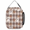 Lunch bag with cute dog paw print pattern, side mesh pocket, ideal for school or day trips.