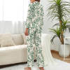 Women's floral pajama set featuring a V-neck top and trousers.