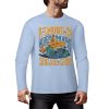 Light blue pure cotton long sleeve T-shirt with ASMODUS Shark Attack graphic for casual wear.