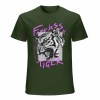 Men's dark green cotton Fearless Tiger graphic tee, collection. Fearless Tiger print.