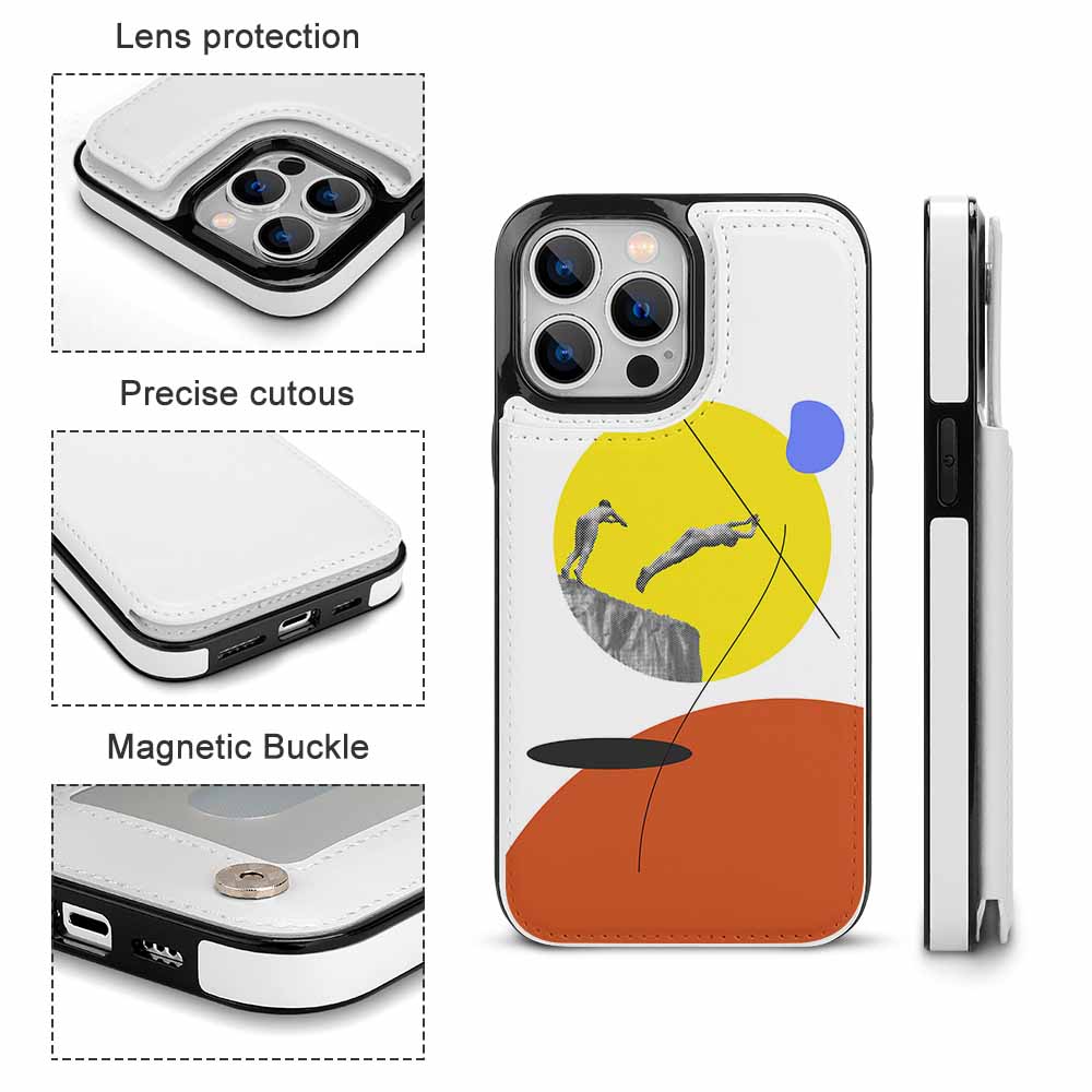 iPhone 13 case with abstract art design, magnetic buckle, and camera protection