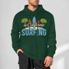 Green cotton hoodie with California Surfing graphic, loose fit, suitable for daily wear.