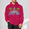 Hot pink cotton California Surfing hoodie, loose fit design, suitable for daily wear
