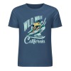 Blue cotton surfing T-shirt with Wild Wave California graphic