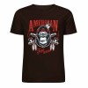 Brown pure cotton T-shirt with AMERICAN LEGEND gorilla graphic print for men, summer fashion